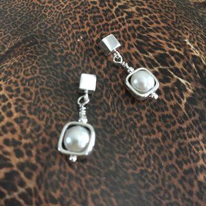 925 SS Pearl Dainty Dangle Earrings